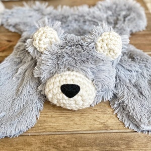 Bear Lovey size bear rug, Grey Minky bear blanket woodland nursery decor by ClaraLoo image 4