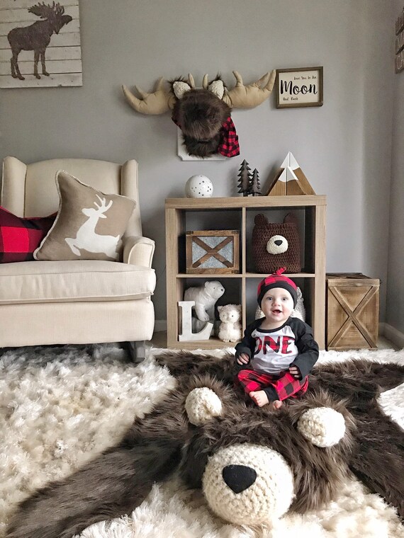 woodland theme rug for nursery