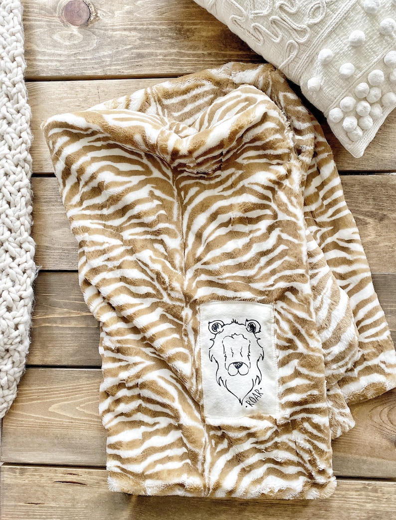 Lion Blanket Brown Zebra Print Minky Blanket ClaraLoo Etsy