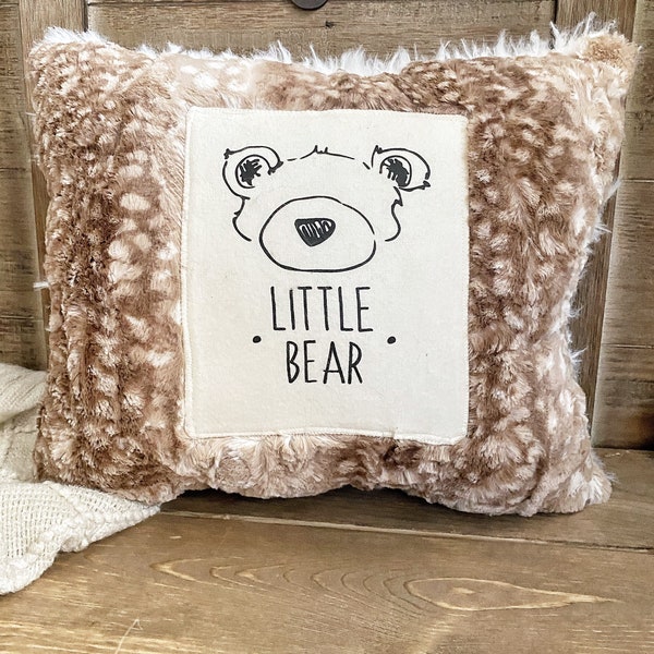 Fawn Minky Pillow • little bear pillow by ClaraLoo