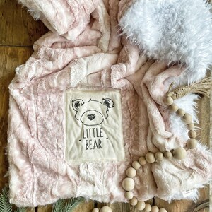 Pink Baby Blanket - Faux Fur Lovey by ClaraLoo - Animal Print Fawn Woodland Nursery Decor - Forest Theme Baby Shower Gift