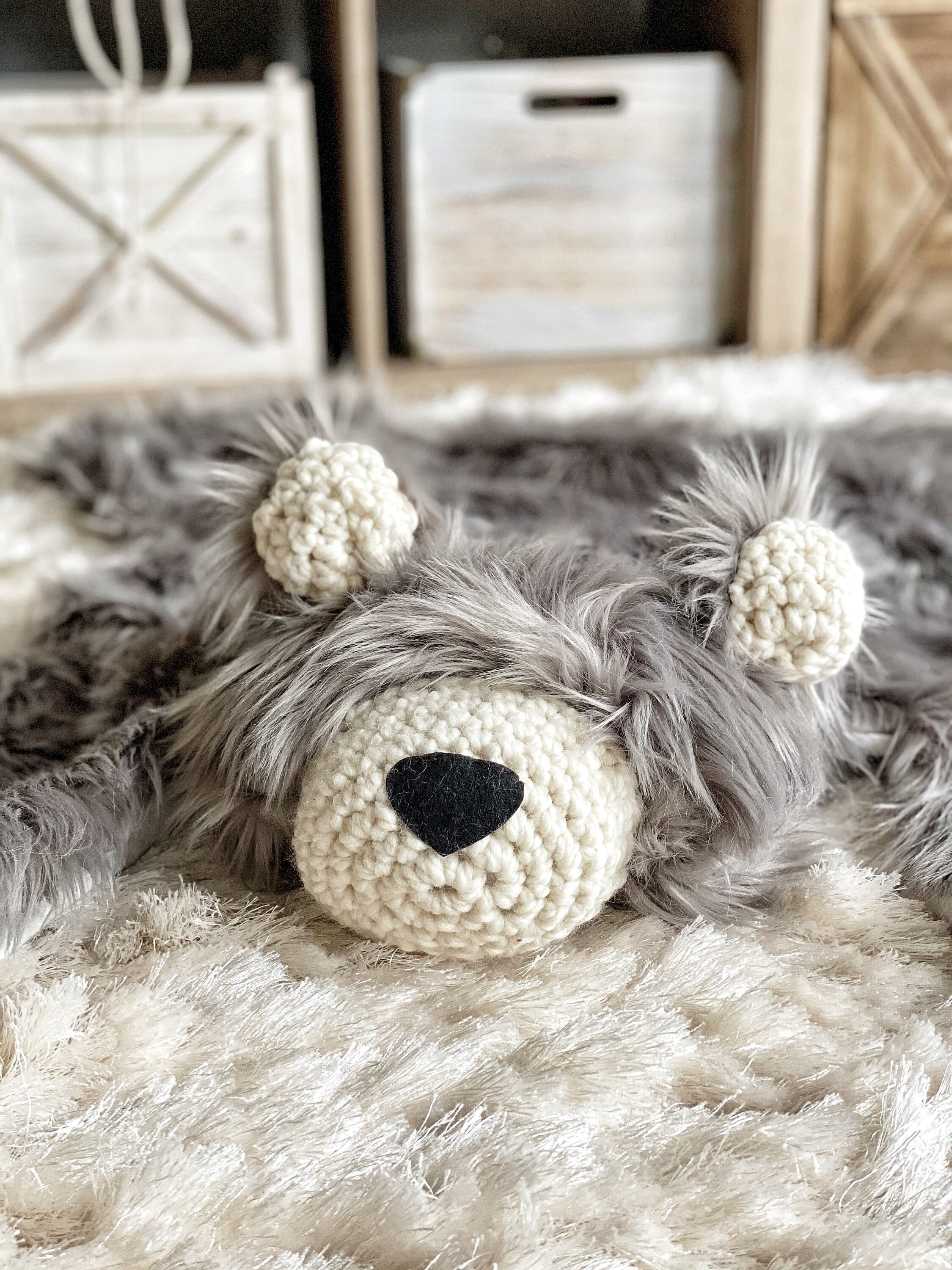 Small Grey Grizzly Bear Rug Woodland Nursery - Etsy Australia