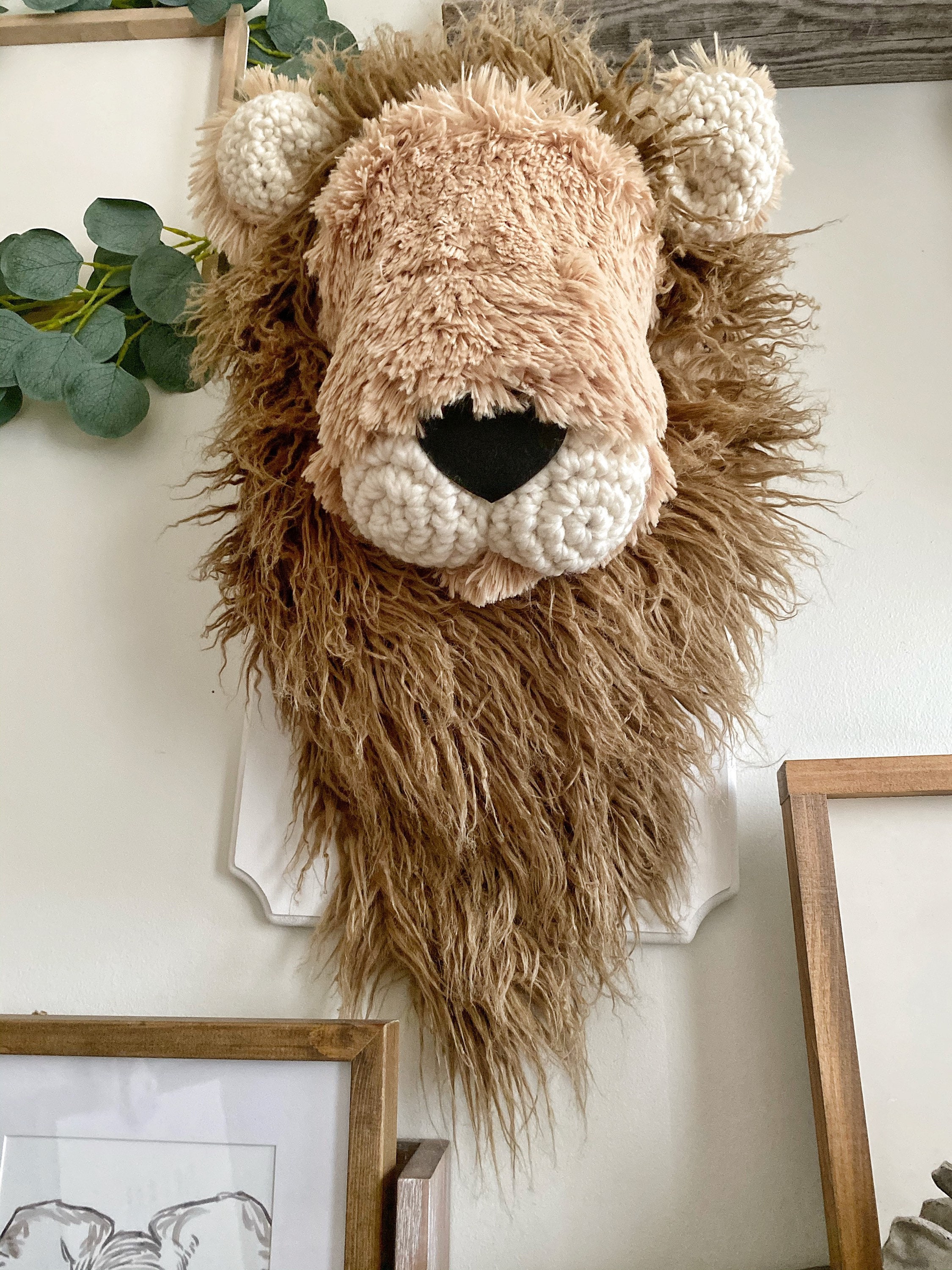 Kids Lion Plush Animal Head Wall Decor - Wild & Soft