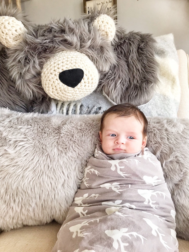 Bear Rug Nursery Regular Size Grey Grizzly Claraloo Etsy Canada