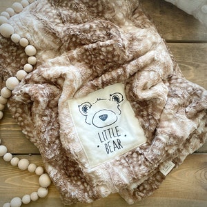 Brown Fawn Minky Little Bear Nursery Blanket - ClaraLoo
