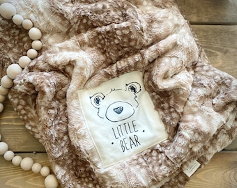 Brown Fawn Minky Little Bear Nursery Blanket - ClaraLoo