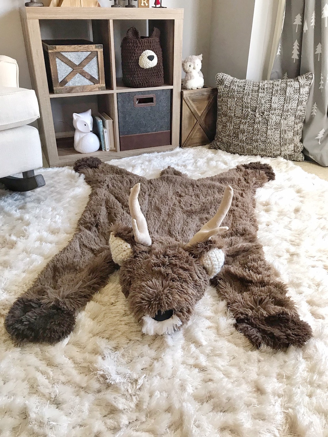 Deer Rug Nursery animal rug woodland nursery rugs by claraloo Etsy