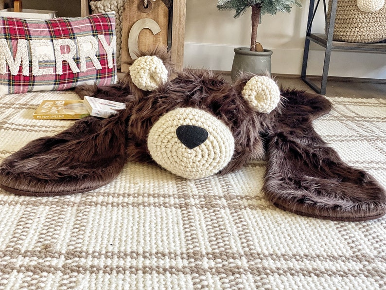 Brown Grizzly Bear Rug, Woodland kinderkamer decoratie, berg kinderkamer decor, ClaraLoo afbeelding 2