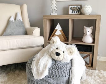White Polar Bear Rug in Faux Fur for Mountain Nursery