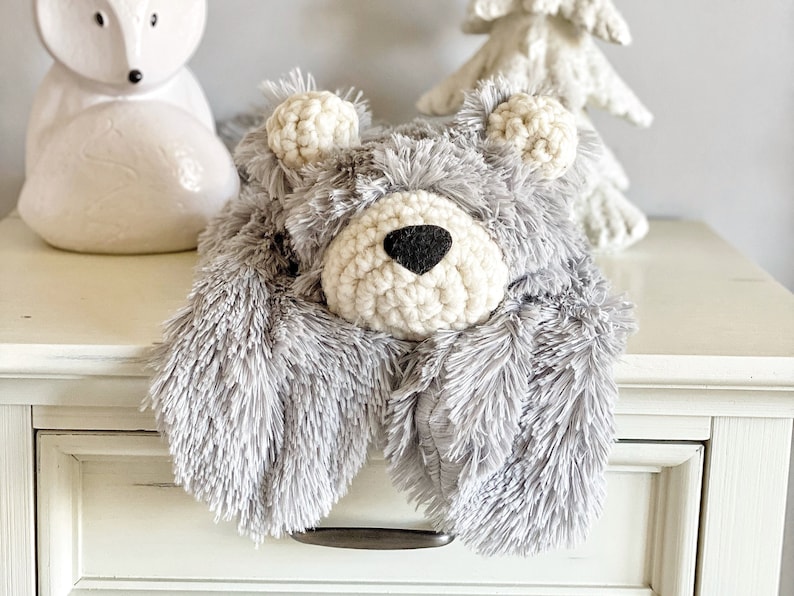 Bear Lovey size bear rug, Grey Minky bear blanket woodland nursery decor by ClaraLoo image 2