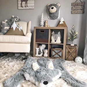 Tapis loup, tapis renard gris, tapis pour chambre d'enfant des bois image 6