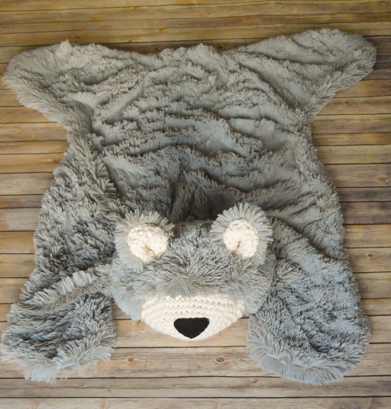 Bear Rug Nursery Regular Size Grey Minky Mountain Nursery Etsy