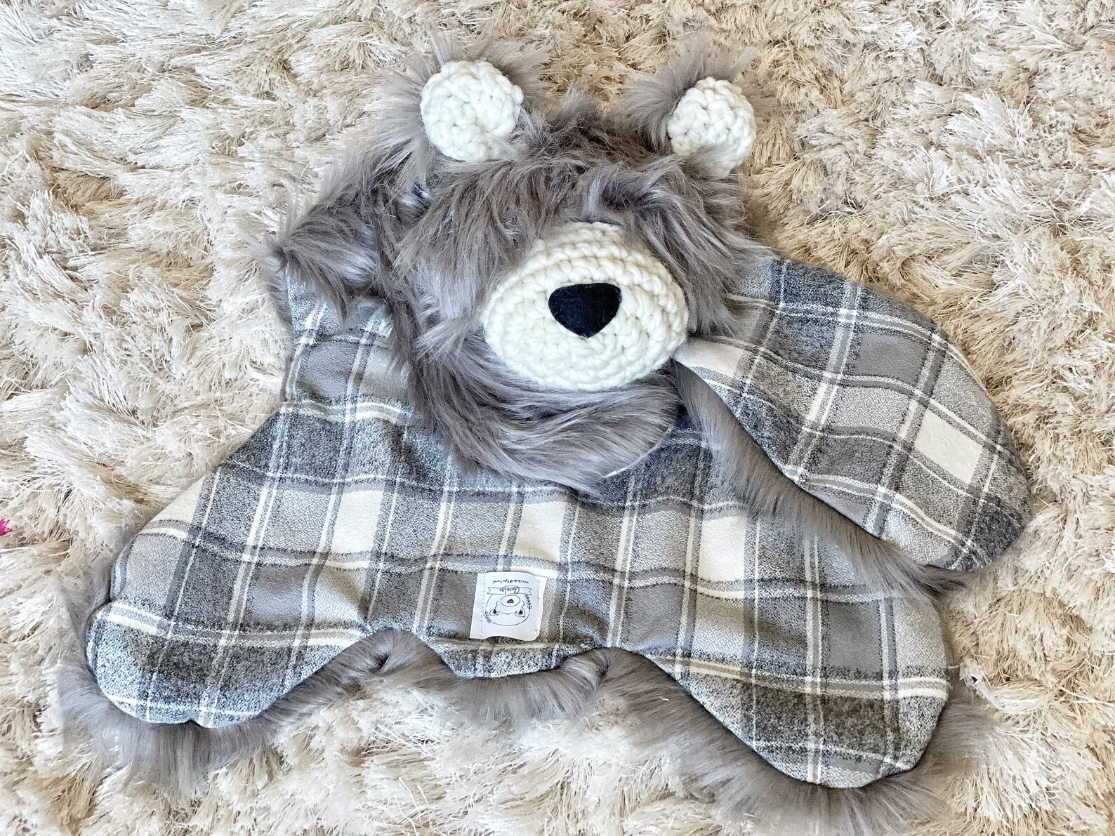 Bear Rug Lovey Grey Grizzly Big Lovey Woodland Nursery - Etsy