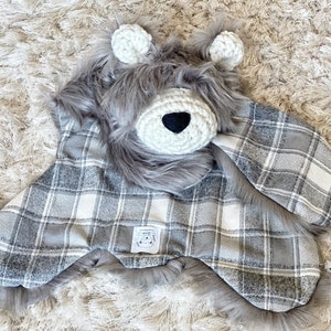 Bear Rug lovey Grey Grizzly Big Lovey woodland nursery decor image 4