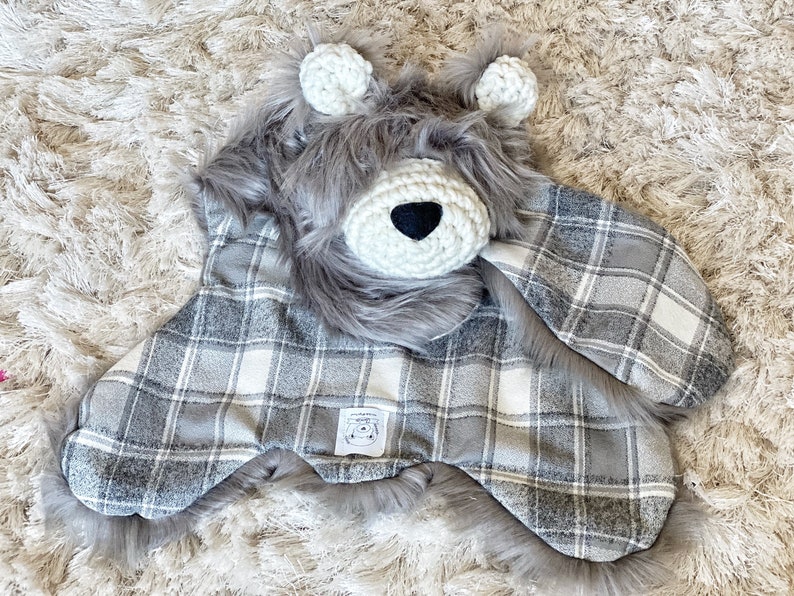 Bear Rug lovey Grey Grizzly Big Lovey woodland nursery decor image 4