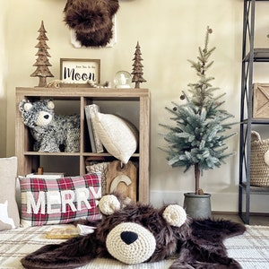 Brown Grizzly Bear Rug, Woodland kinderkamer decoratie, berg kinderkamer decor, ClaraLoo afbeelding 5