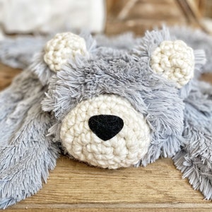 Bear Lovey size bear rug, Grey Minky bear blanket woodland nursery decor by ClaraLoo image 6