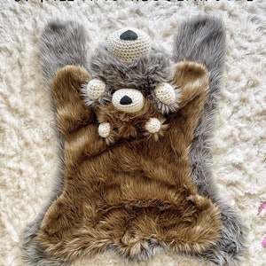 Nursery Rug, Regular Size Brown Beige Frosted Minky Bear Rug, Woodland Nursery Rug by ClaraLoo Creations image 6
