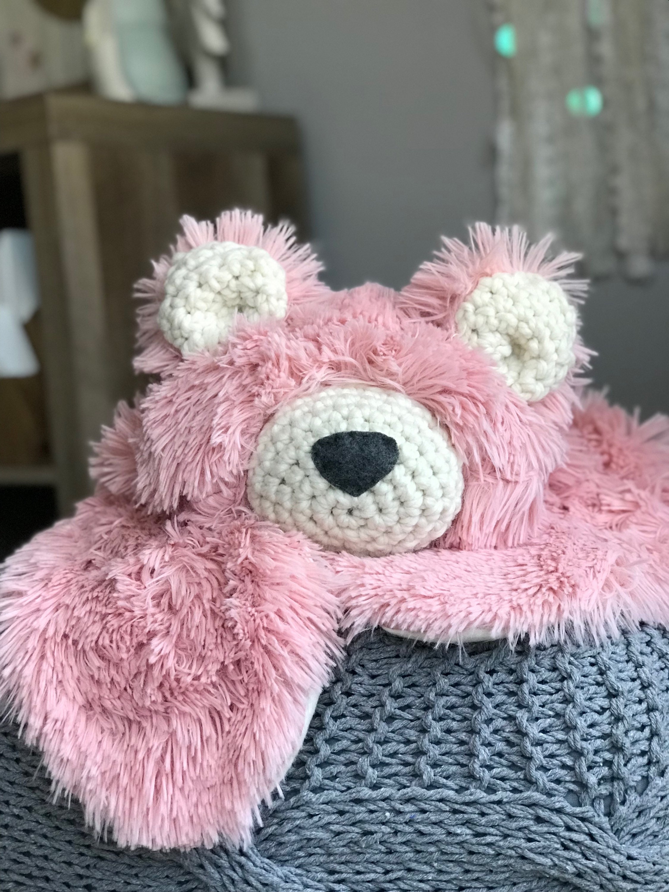 Small Size Pink Minky Bear Rug Woodland Animal Decor | Etsy