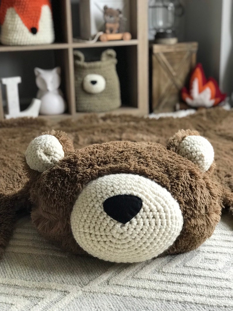 Bear Rug /Large Cappuccino Minky Faux Bear Rug / woodland nursery / Baby room decor / animal playmat image 4