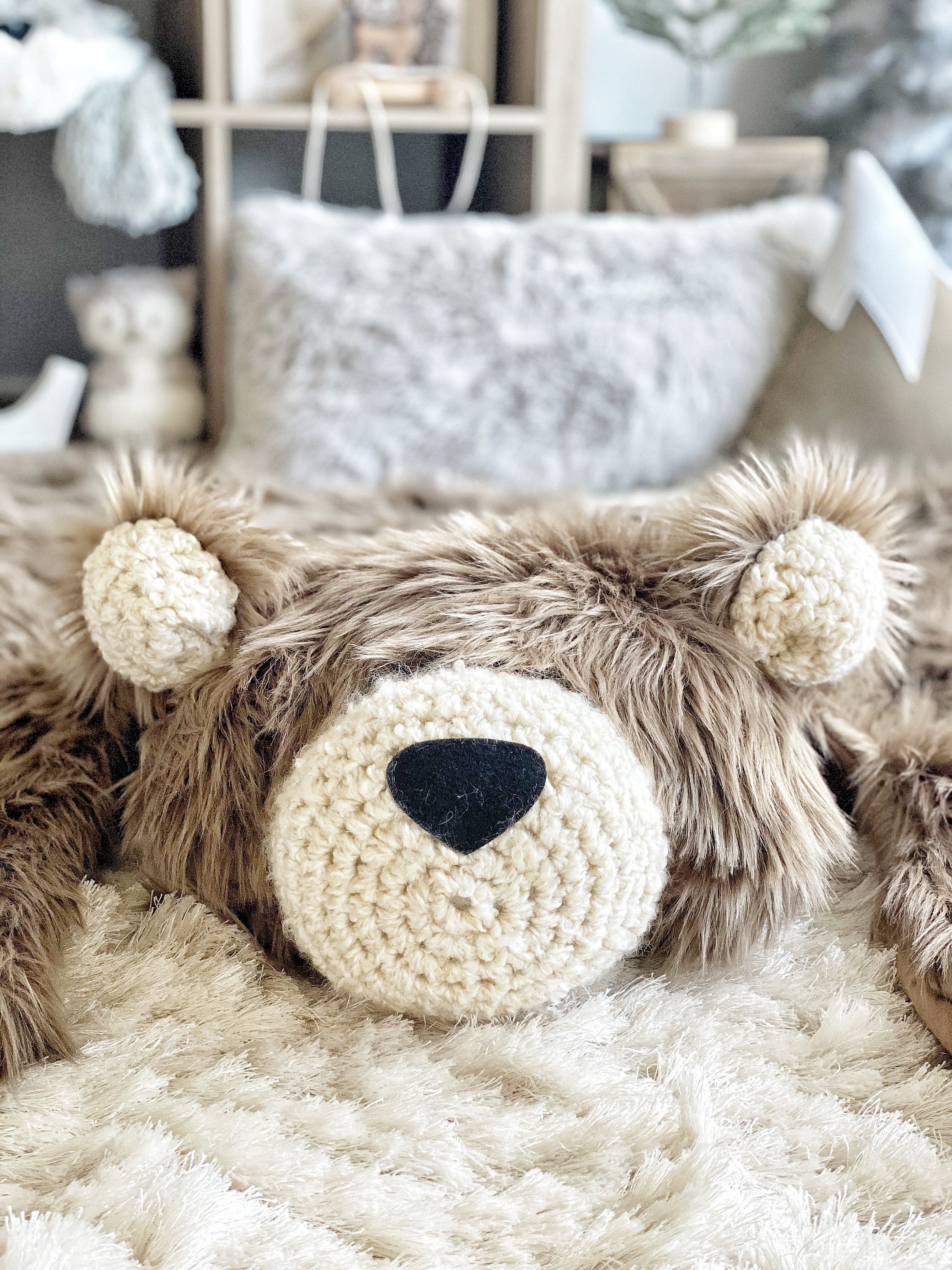 Regular Size Cappuccino Grizzly Bear Rug Best for Nursery and Camping Room | Plush Animal Rug by ClaraLoo Creations
