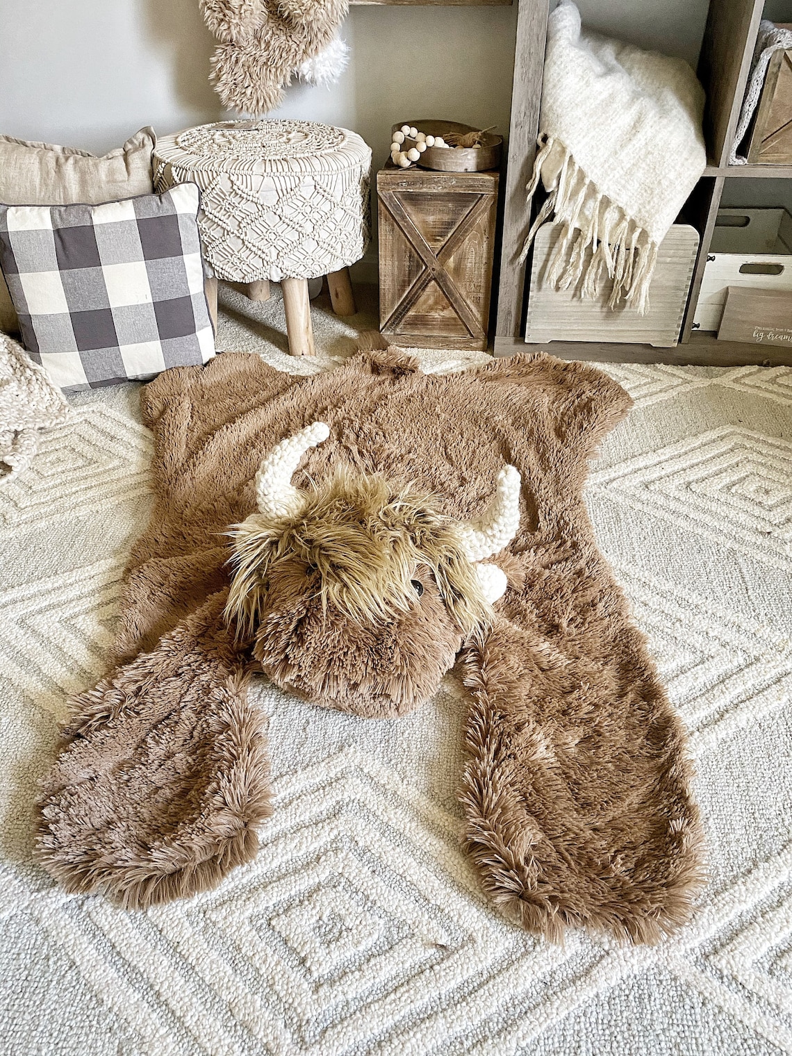 Highland Cow Plush Rug Claraloo Nursery Decor Etsy