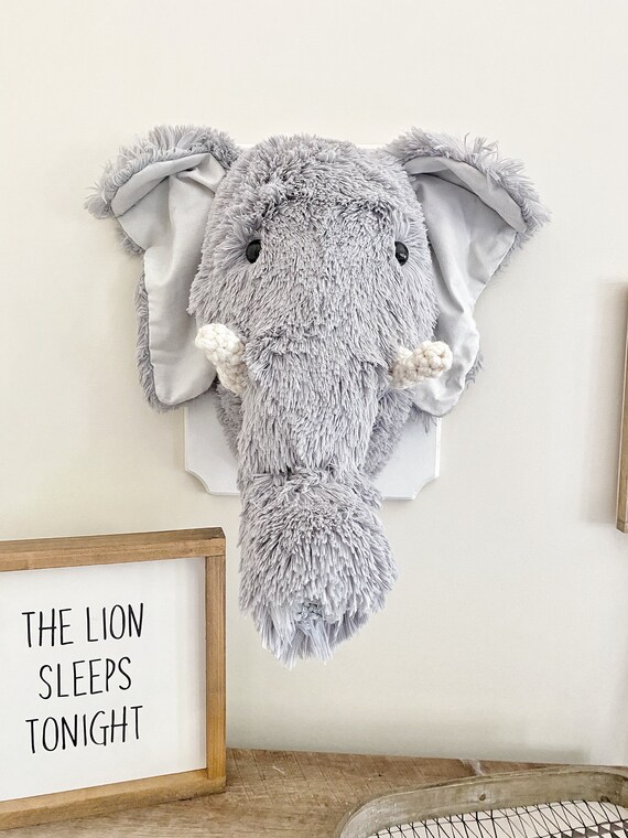 Stuffed elephant head wall mount on sale