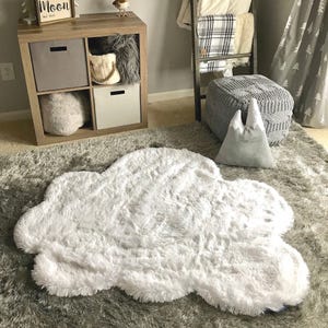 Ivory Cloud Rug in White Minky Fabric for Baby Nursery