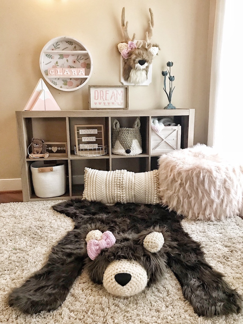 Bear Rug Nursery Regular Brown Grizzly Faux Bear Rug Etsy Canada