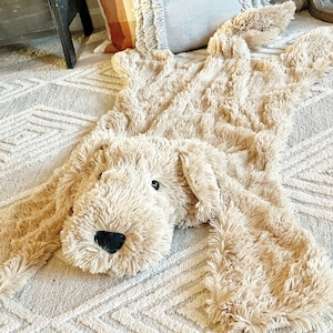 Plush Dog Rug Golden retriever puppy rug for Kid room Puppy Nursery image 2