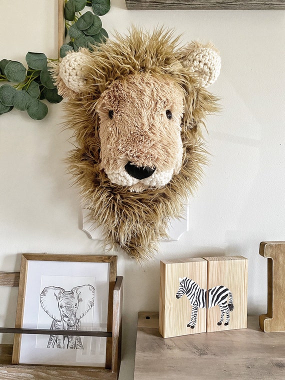 Faux Lion Taxidermy Plush Lion Head Wall Mount Lion Nursery - Etsy