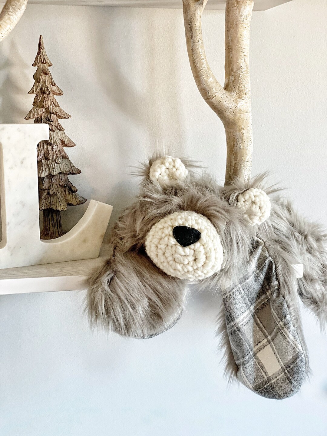 Bear Rug Lovey - Grey Grizzly - Big Lovey - Woodland Nursery Decor - Etsy