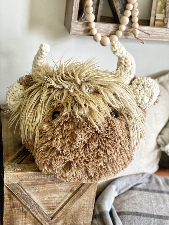 Highland Cow Animal Pillow Decorative Nursery Decor Farm Nursery