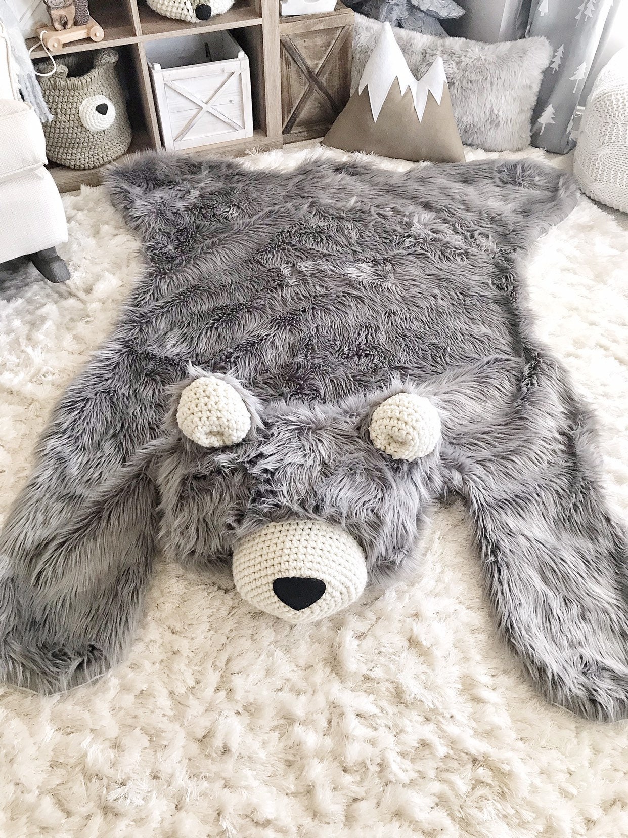 Nursery Rug Extra Large Grey Grizzly Bear Rug Claraloo - Etsy UK