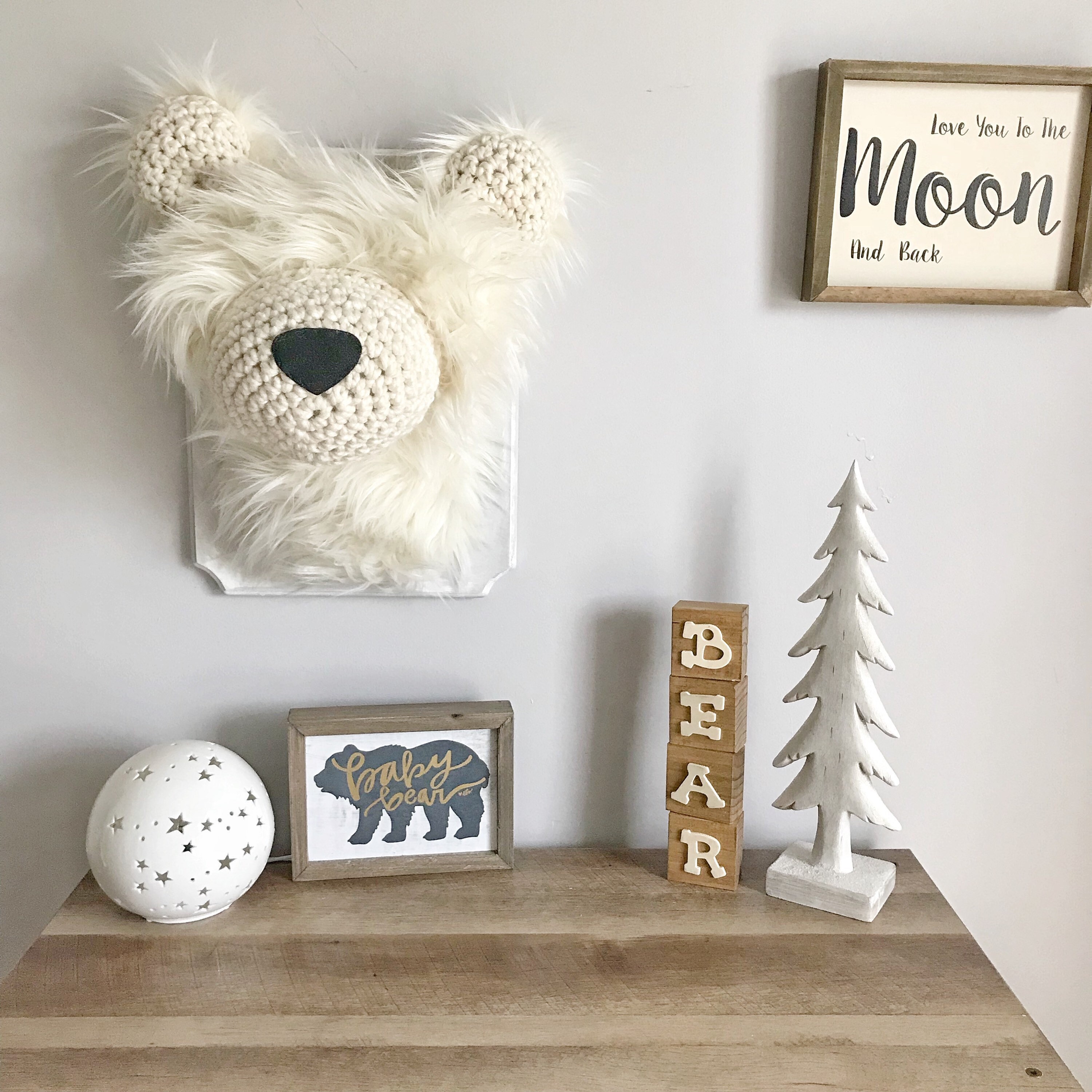 Plush Polar Bear head wall mount Mountain nursery decor | Etsy