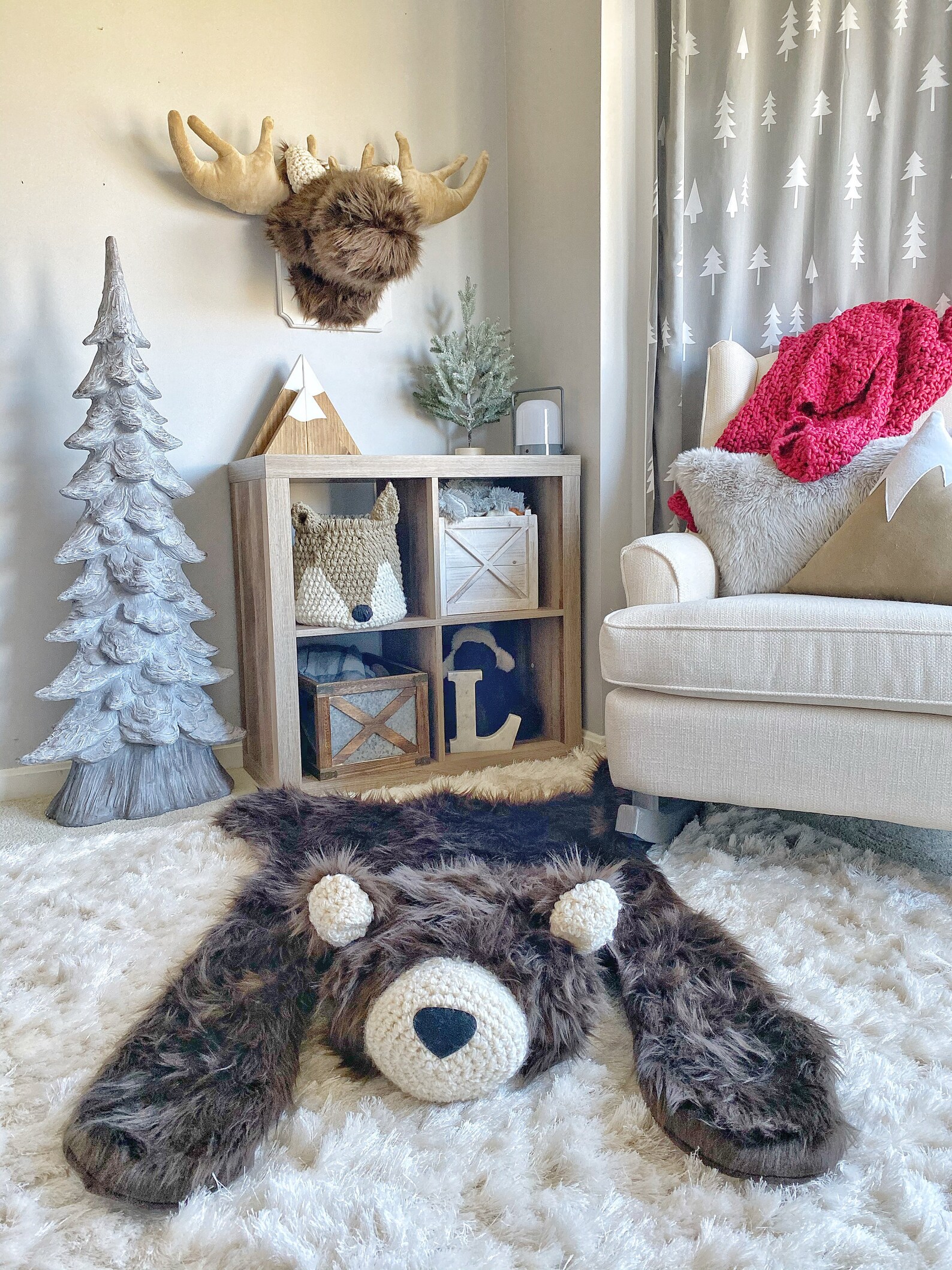 Nursery Rug Regular Brown Grizzly Bear Rug Woodland Nursery Etsy UK