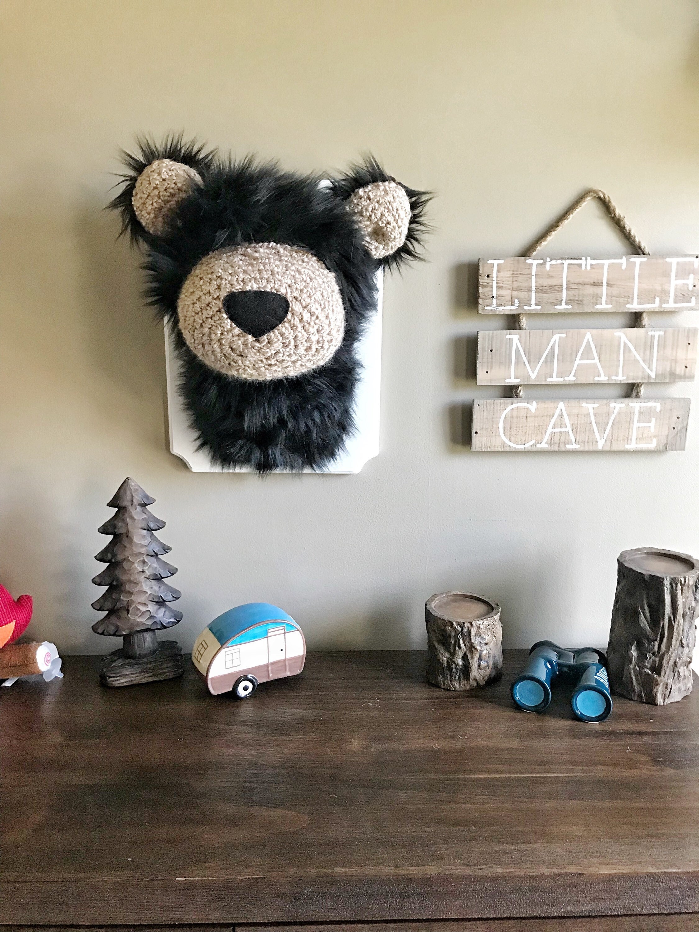 stuffed bear head wall mount