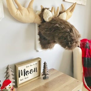 Moose head Wall Mount, Moose Nursery decor Woodland Nusery, Moose head stuffed, Mountain Nursery image 2