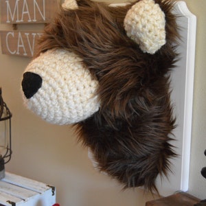 Brown Grizzly Bear Faux Taxidermy Plush Bear Head Wall Decor woodland nursery wall decor image 3