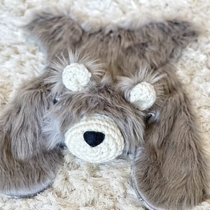 Bear Rug lovey Grey Grizzly Big Lovey woodland nursery decor image 2