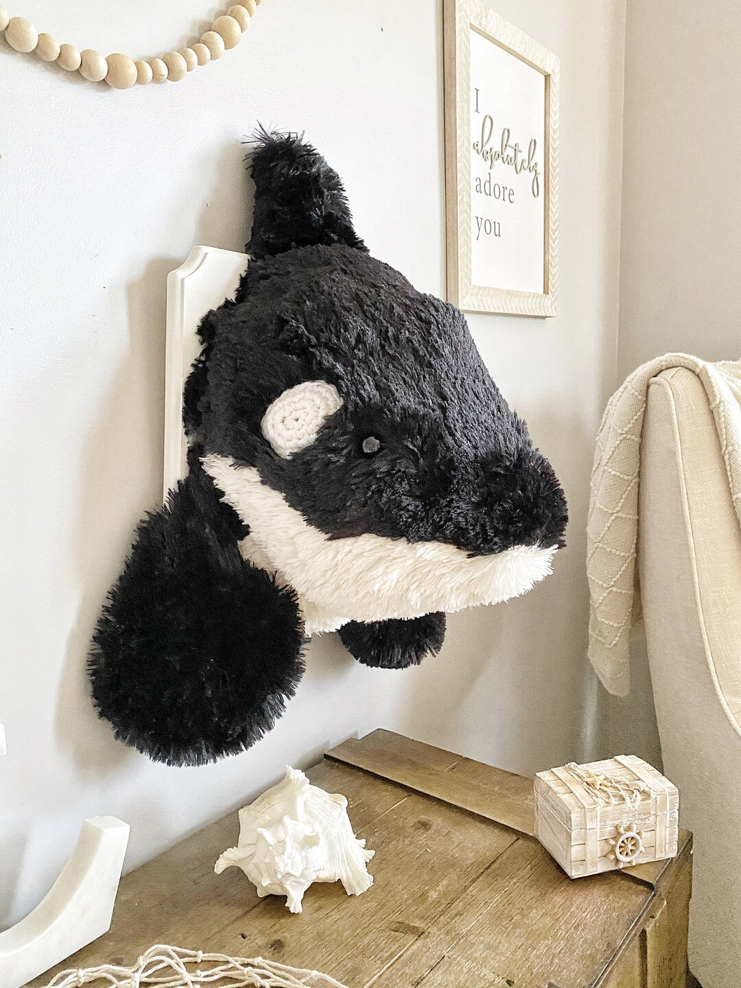 Orca Killer Whale Wall Mounted Plush Decor Claraloo