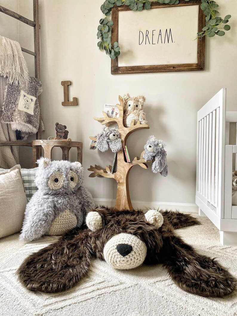 Brown Bear Rug for Nursery Decorating. Woodland nursery accent rug