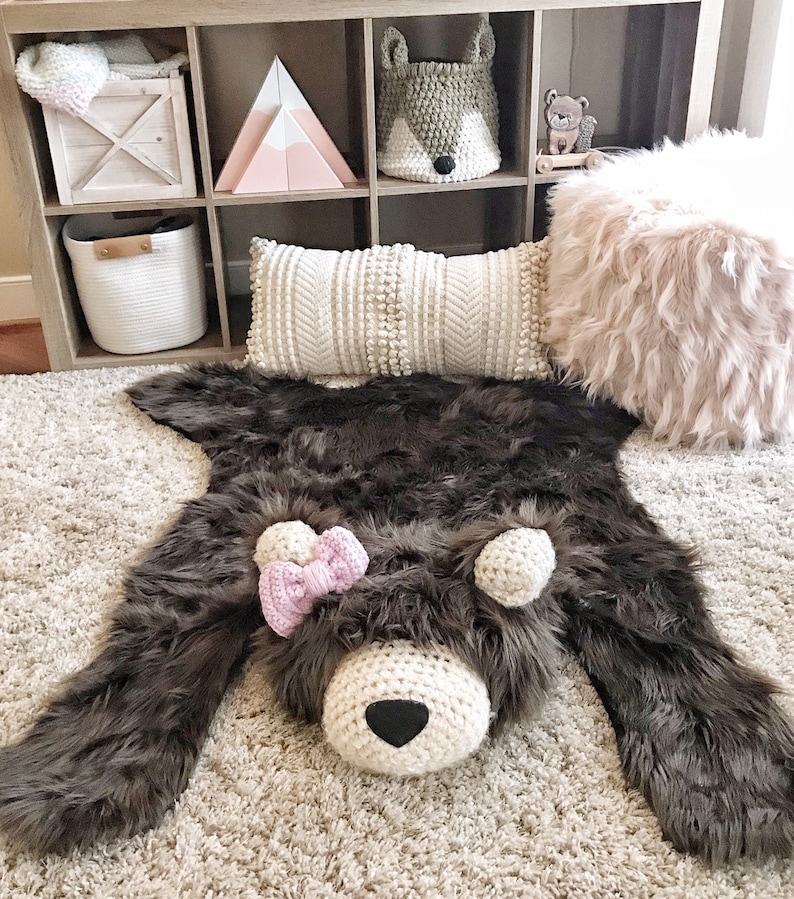 Bear Rug Nursery Regular Brown Grizzly Faux Bear Rug Etsy