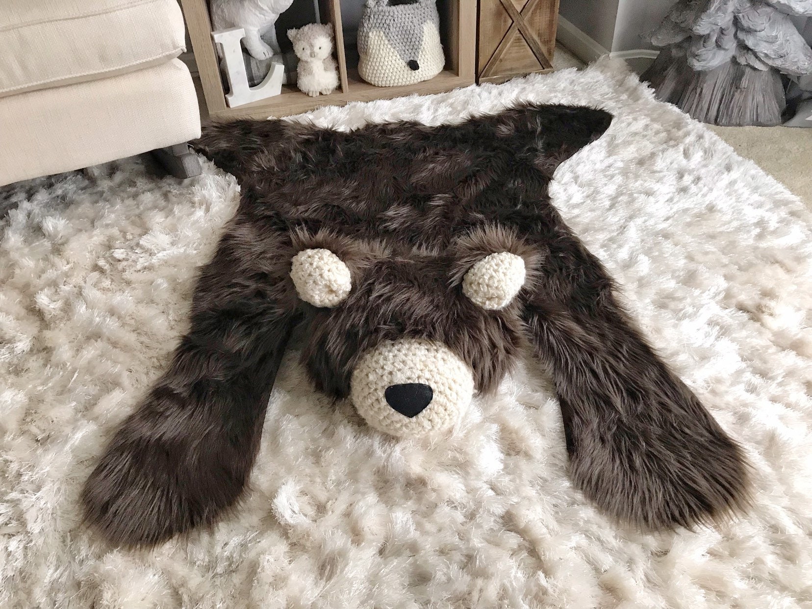 Bear rug Regular Brown Grizzly Faux bear rug woodland Etsy