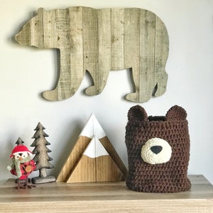 Brown Bear Basket, Crochet Basket Nursery Decor, ClaraLoo Creations