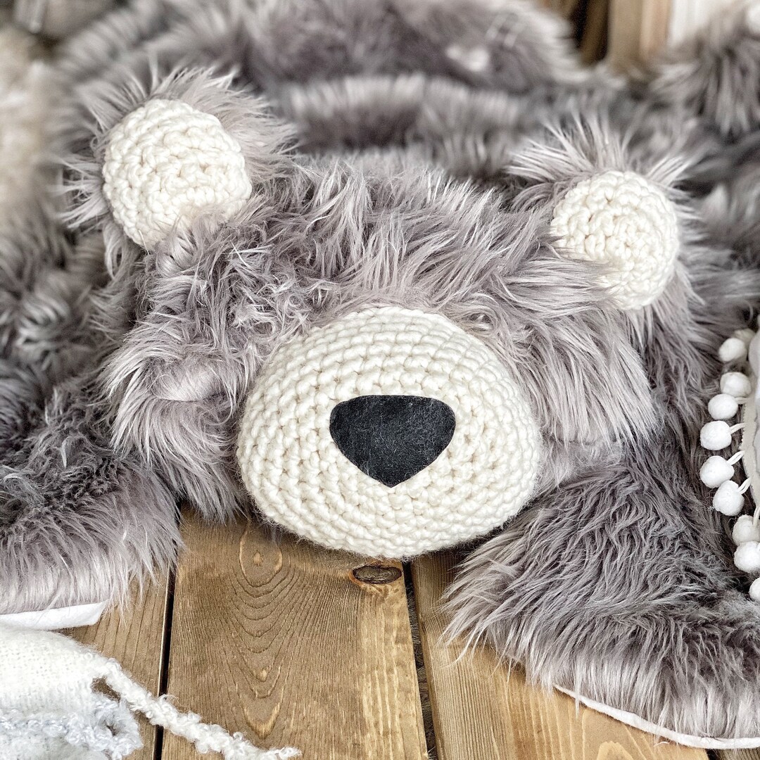 Woodland Nursery Bear Rug, Gray Mountain Nursery Decor, Bear Nursery