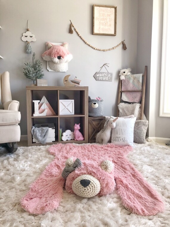 Regelmassige Grosse Rosa Minky Barenfell Etsy