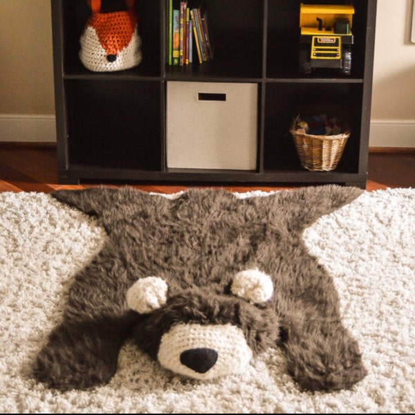 Bear Rug / Faux Bear Rug / woodland nursery / Baby room decor / animal playmat  /