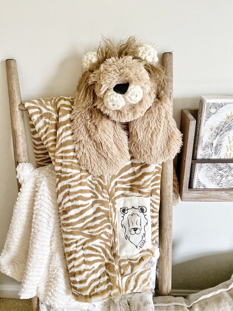 Lion Blanket Brown Zebra Print Minky Blanket Claraloo Etsy