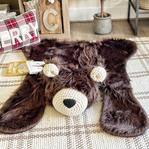 Brown Grizzly Bear Rug, Woodland kinderkamer decoratie, berg kinderkamer decor, ClaraLoo afbeelding 6